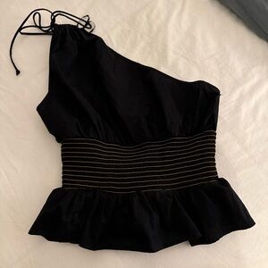 Zara Black One Shoulder Blouse
